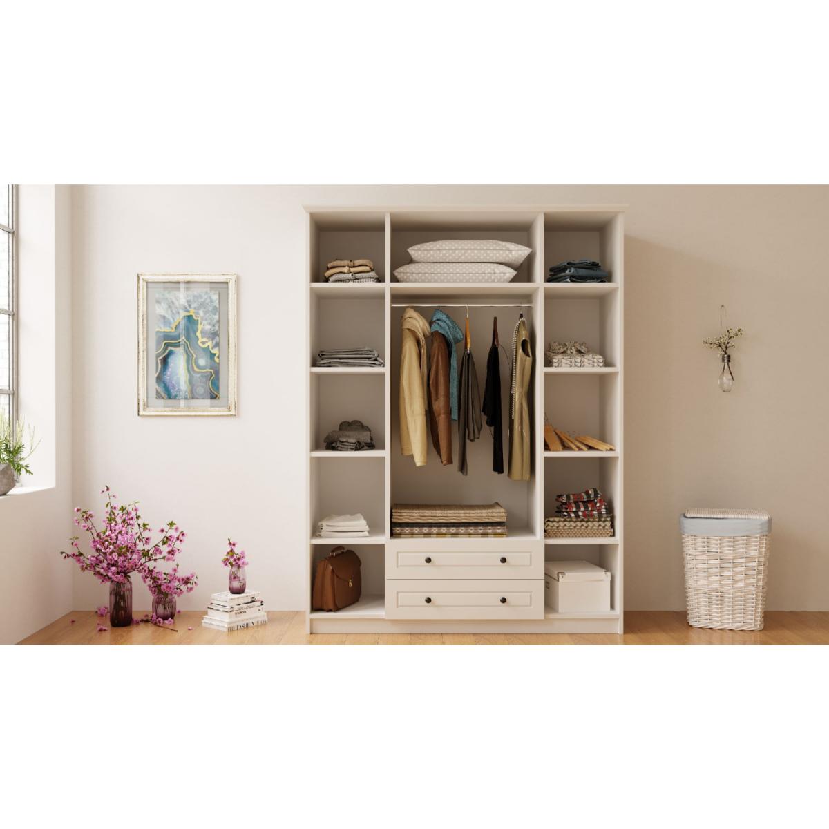 ELISE 4 Door 2 Drawer Mirrored White Wardrobe - White – image 3