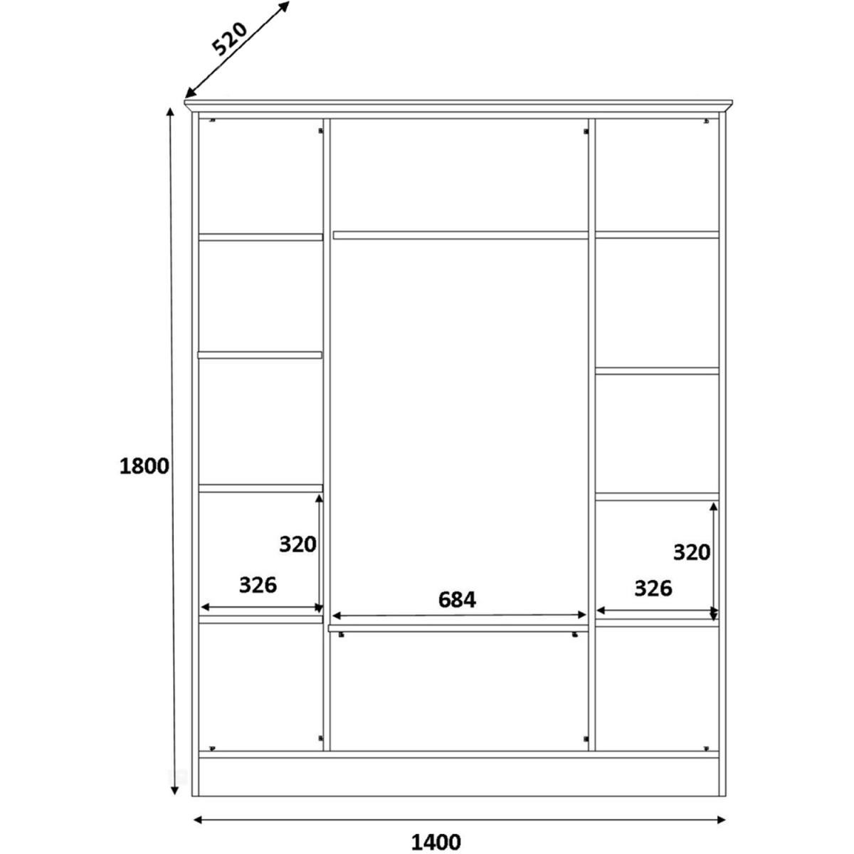 ELISE 4 Door 2 Drawer Mirrored White Wardrobe - White – image 5