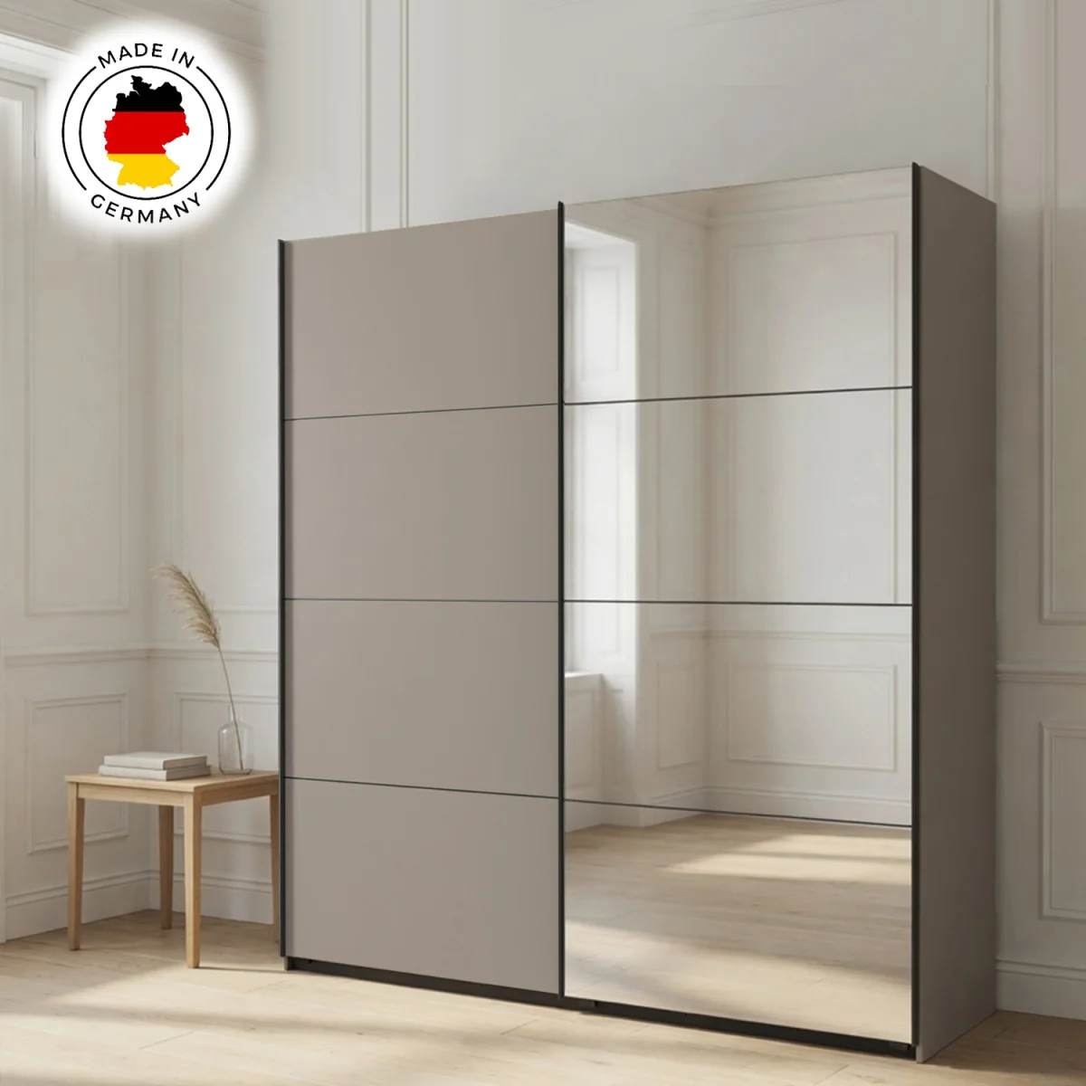 Aalst Sahara Grey 225cm Sliding Door Wardrobe with Mirror - Grey – image 5