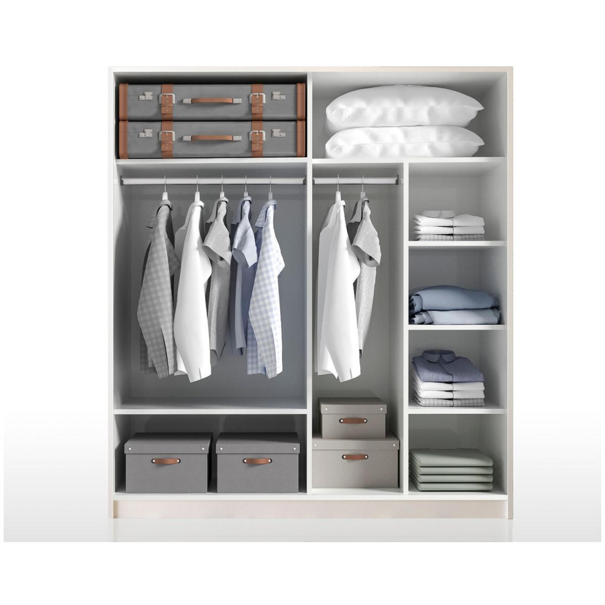 COLOMBO 160cm Sliding Door Wardrobe, Anthracite-White - White – image 4