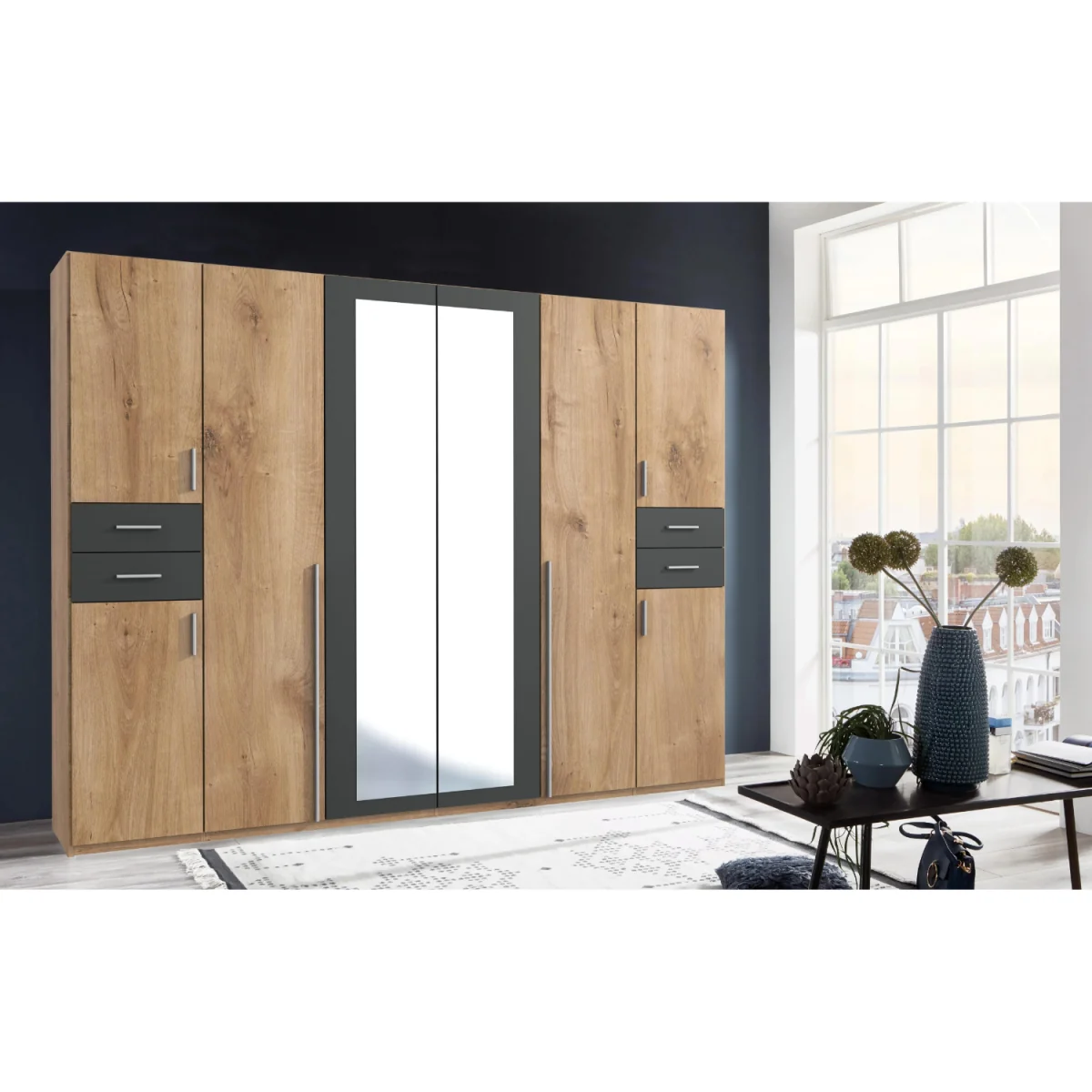 Vegas Oak 6 Doors 4 Drawers 270cm Wardrobe - Oak – image 3