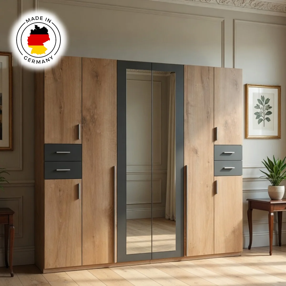 Vegas Oak 6 Doors 4 Drawers 270cm Wardrobe - Oak – image 5