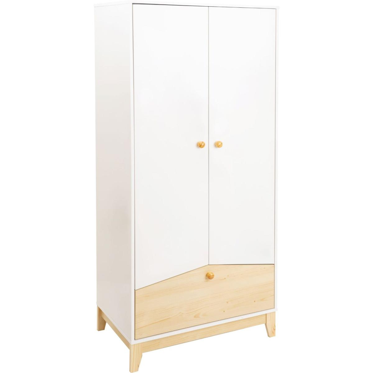 Cody 2 Door 1 Drawer Wardrobe - White and Pine – image 2