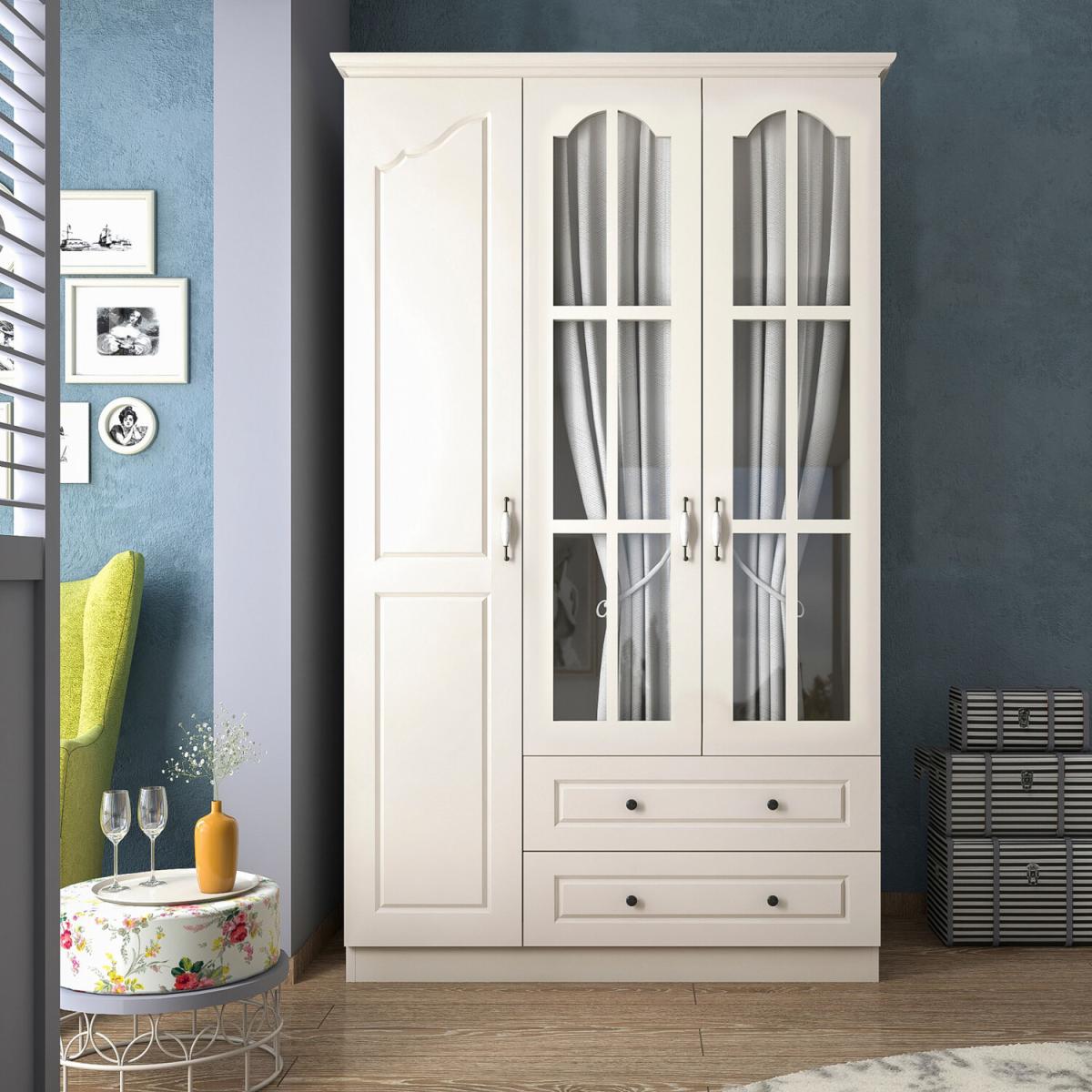 JULES 3 Door 2 Drawer Wardrobe, White - White – image 2