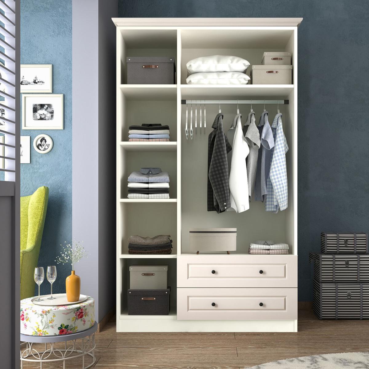 JULES 3 Door 2 Drawer Wardrobe, White - White – image 3