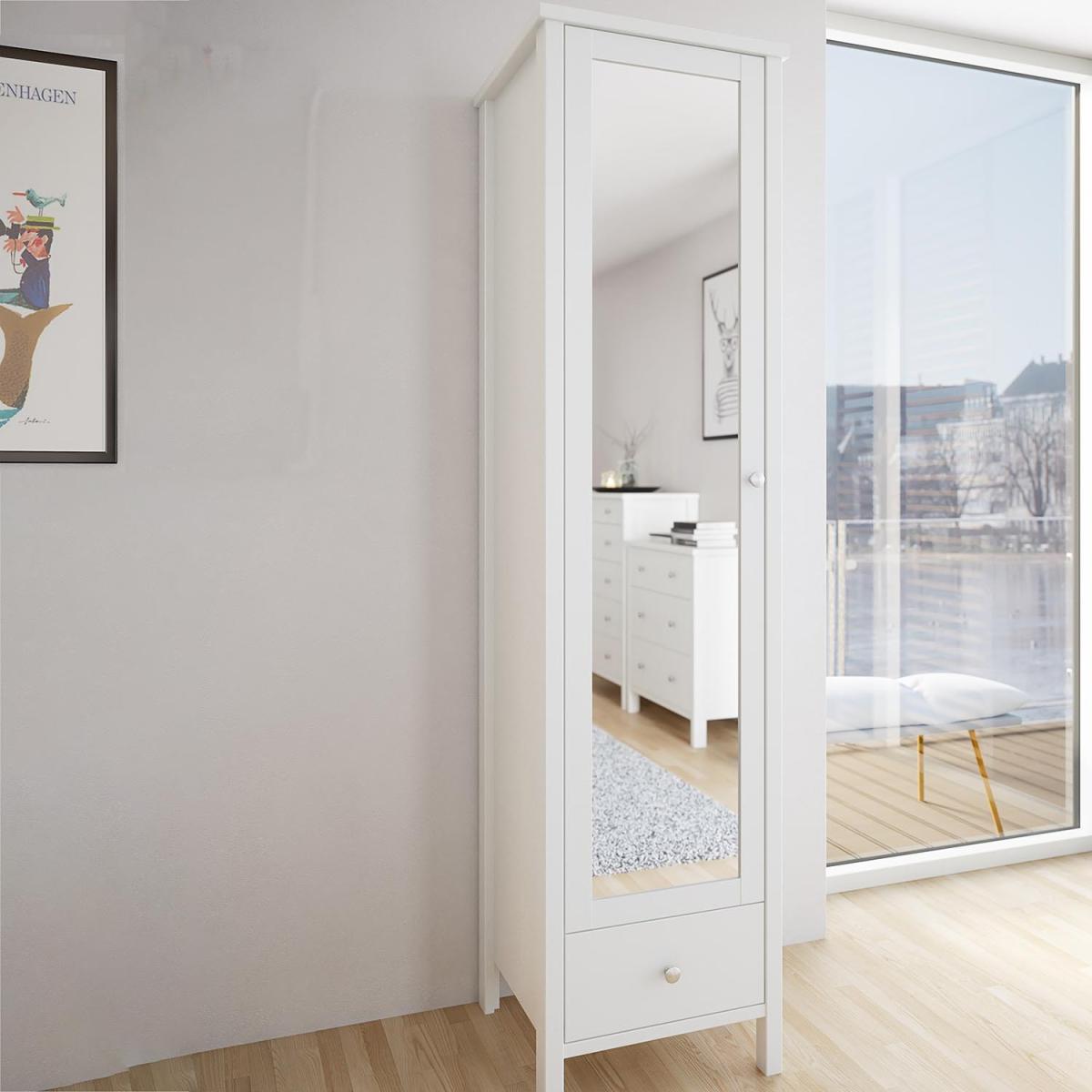 Tromso 1-Door Mirrored Wardrobe - White – image 3