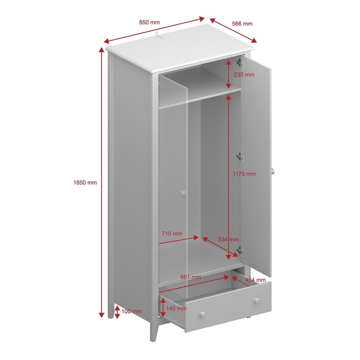 Heston 2-Door Wardrobe - White – image 9