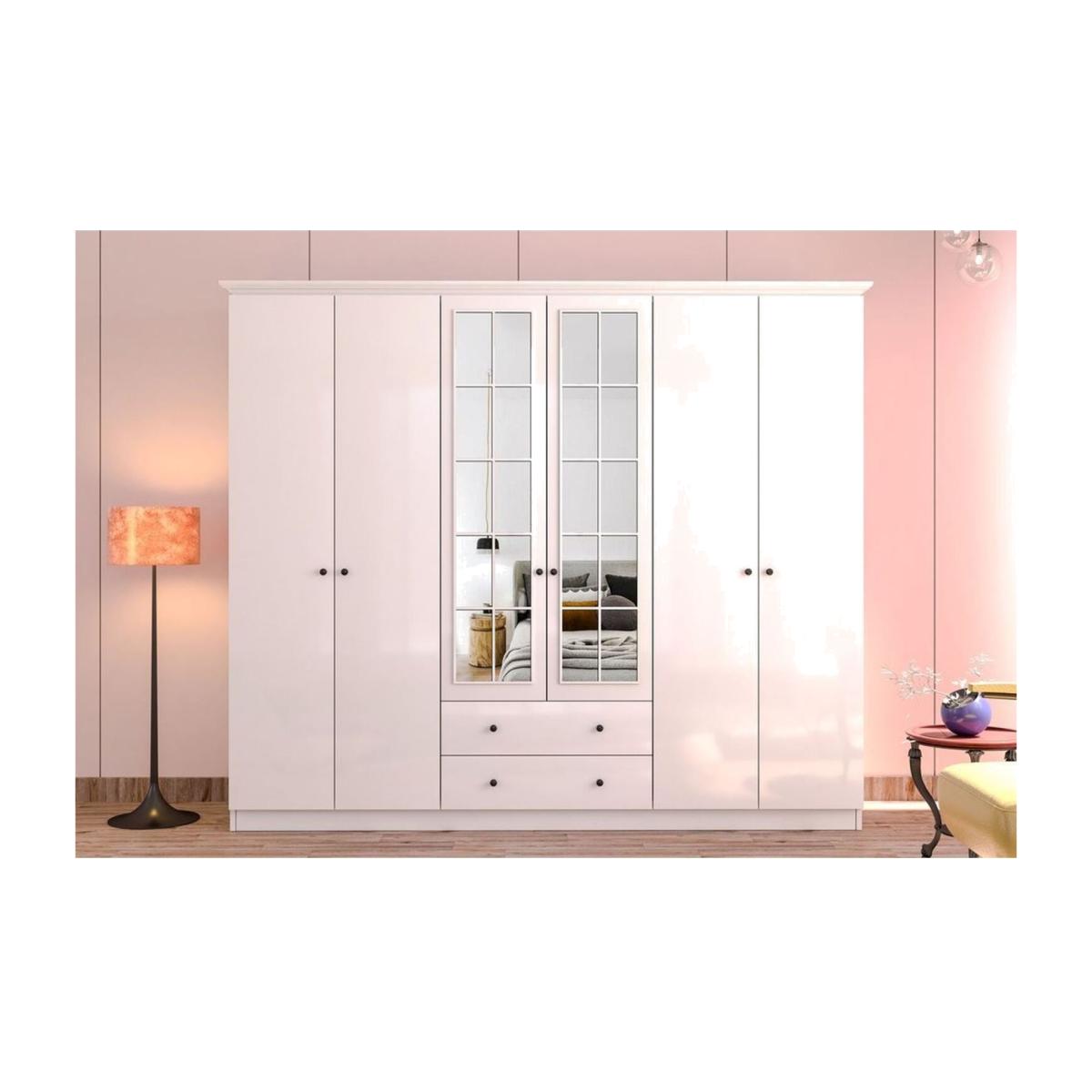 Patara 6 Doors and 2 Drawers Wardrobe white - White