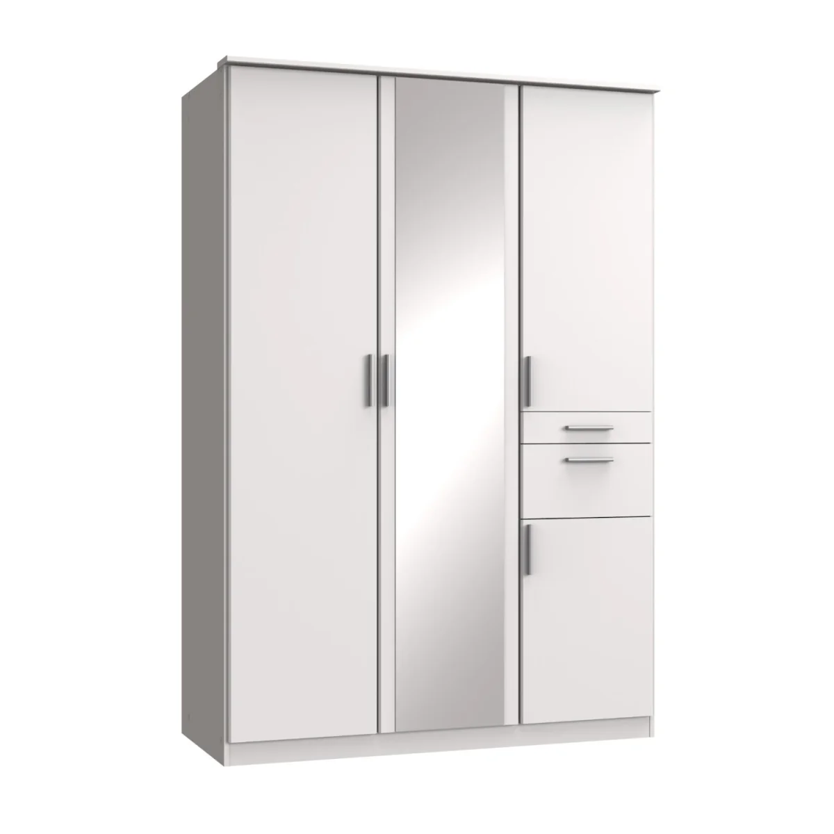 Koblenz Matt White 3 Door 135cm Wardrobe with Mirror - White – image 2