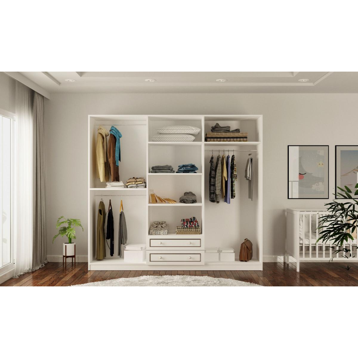 CLEMENT 6 Door 2 Drawer Wardrobe - White – image 3