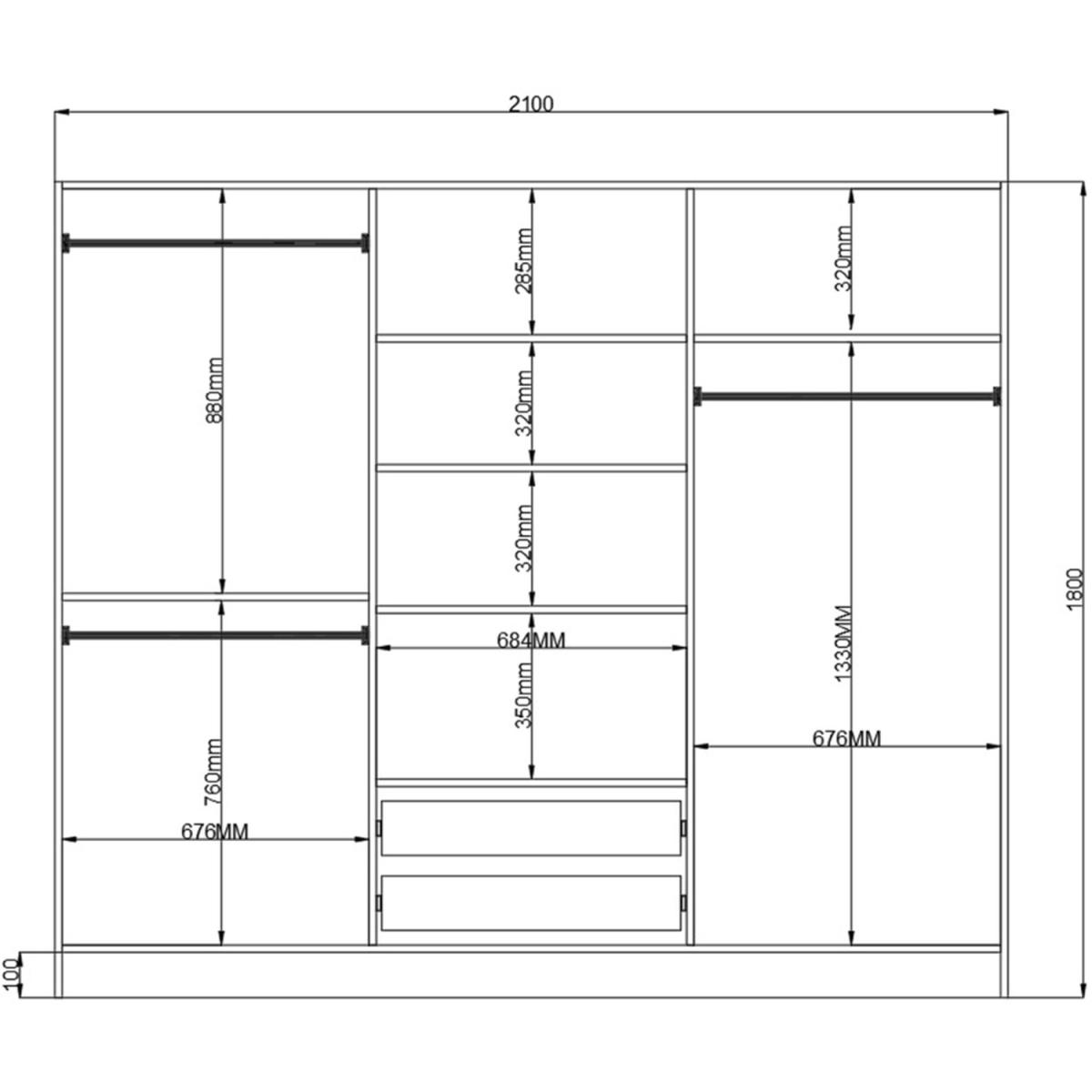 CLEMENT 6 Door 2 Drawer Wardrobe - White – image 5