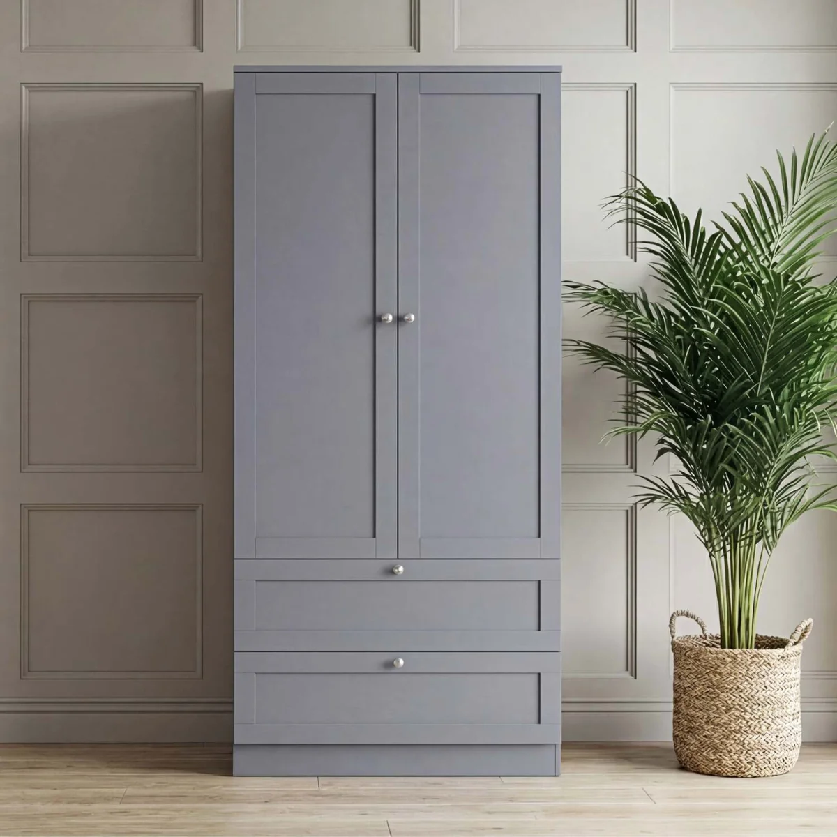 Vida Designs Altino 2 Door 2 Drawer Wardrobe, Grey (2) - White – image 2