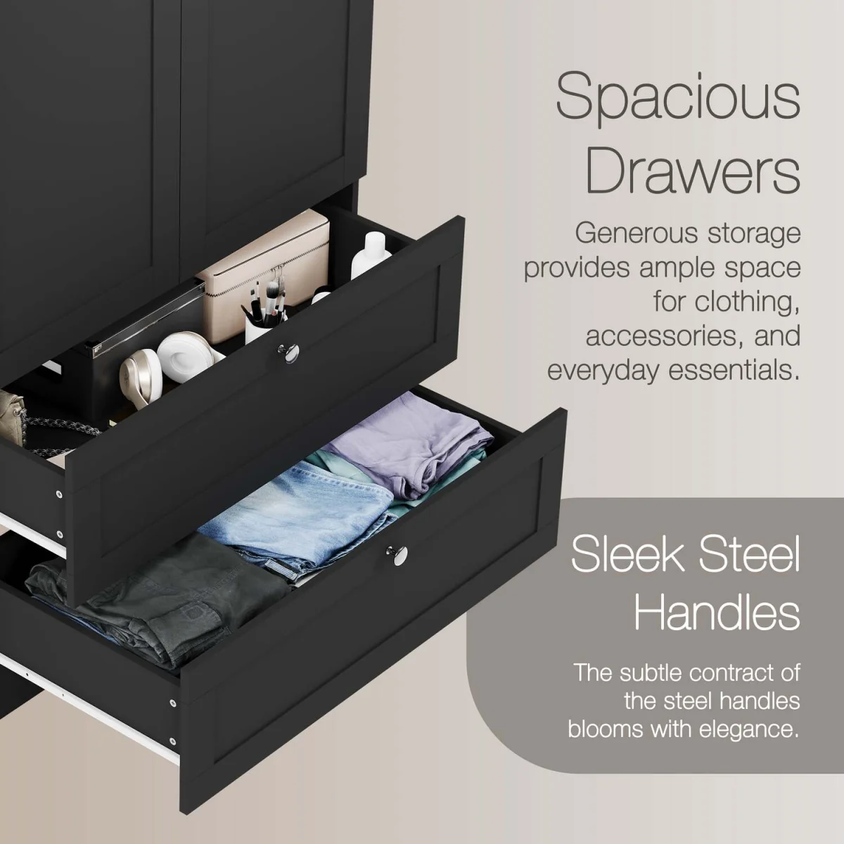 Vida Designs Altino 2 Door 2 Drawer Wardrobe, Grey (2) - White – image 12