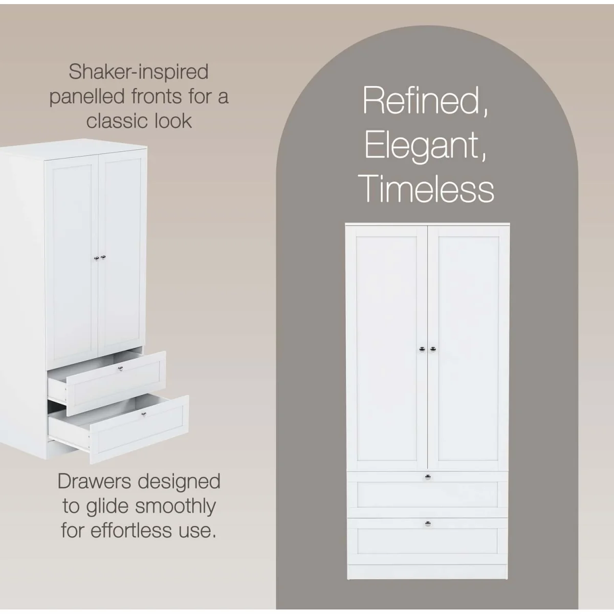 Vida Designs Altino 2 Door 2 Drawer Wardrobe, Grey (2) - White – image 17