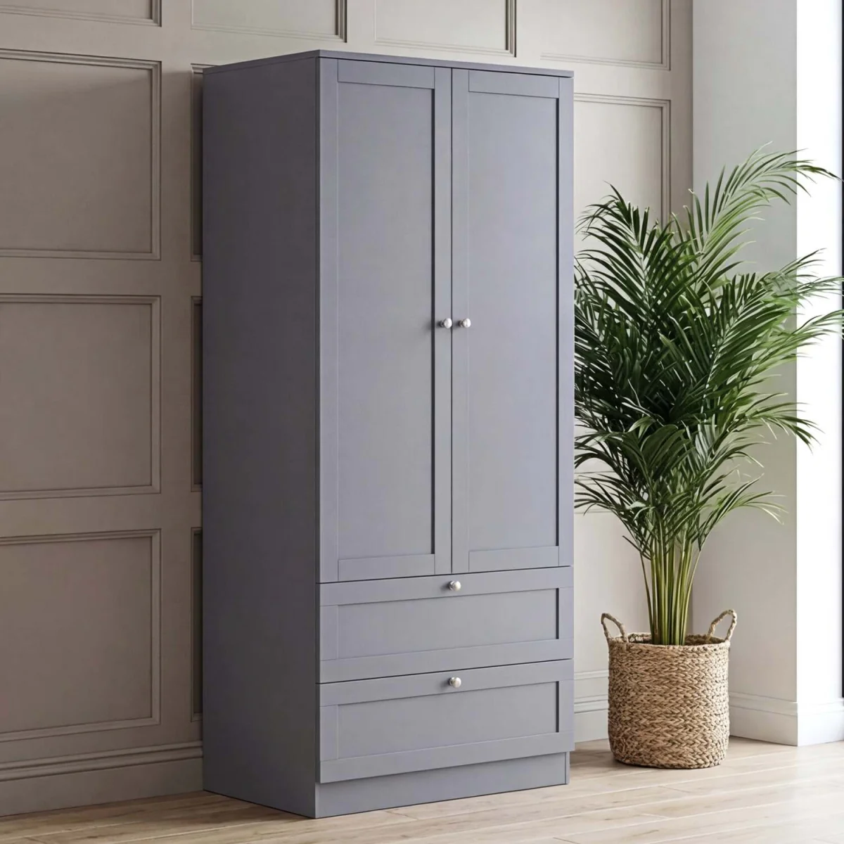 Vida Designs Altino 2 Door 2 Drawer Wardrobe, Grey (2) - White – image 3