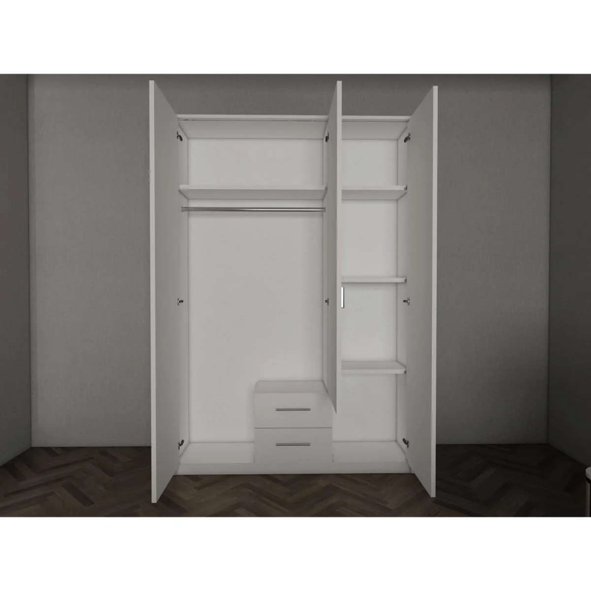 Swindon Gloss Black 3 Door 135cm Wardrobe - Black – image 4