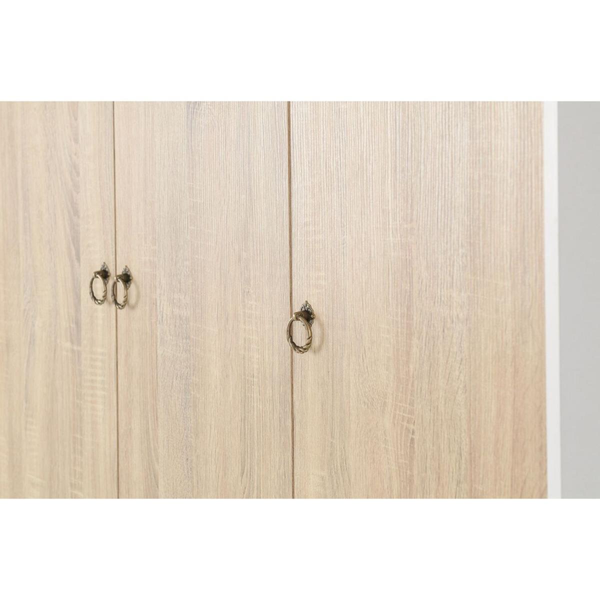 Nordic 3 Door 3 Drawer Wardrobe - White, Distressed Effect – image 3