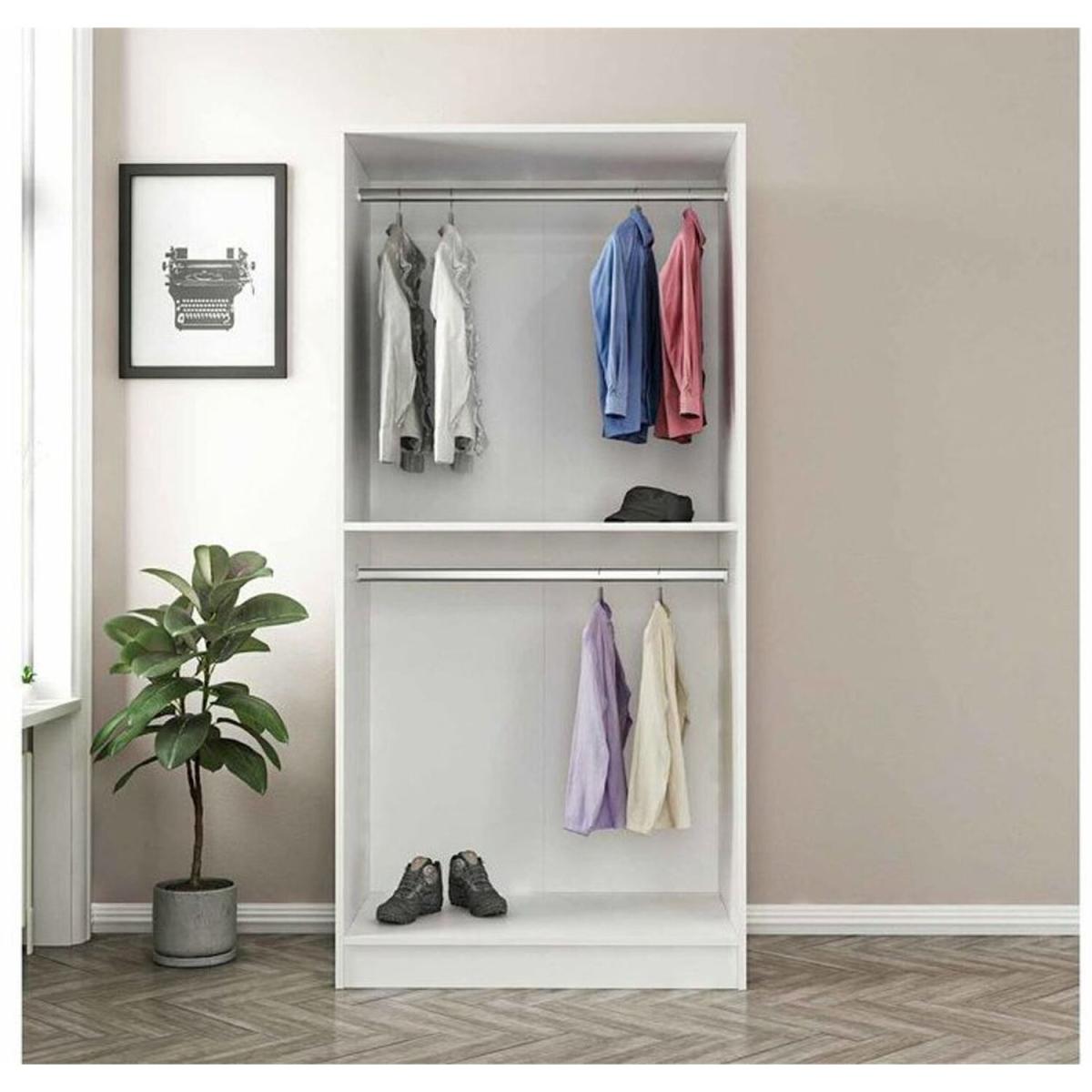 Kale 2 Mirrored Doors Wardrobe Pera Walnut - Walnut & White – image 5