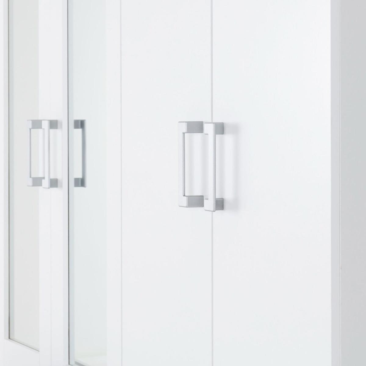 Charles 4 Door 2 Drawer Mirrored Wardrobe Oak Effect - White – image 5