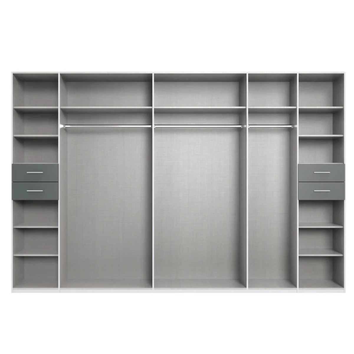 Vegas 7 Door Mirrored 313cm Wardrobe in Sahara Grey with Drawers - Grey – image 2