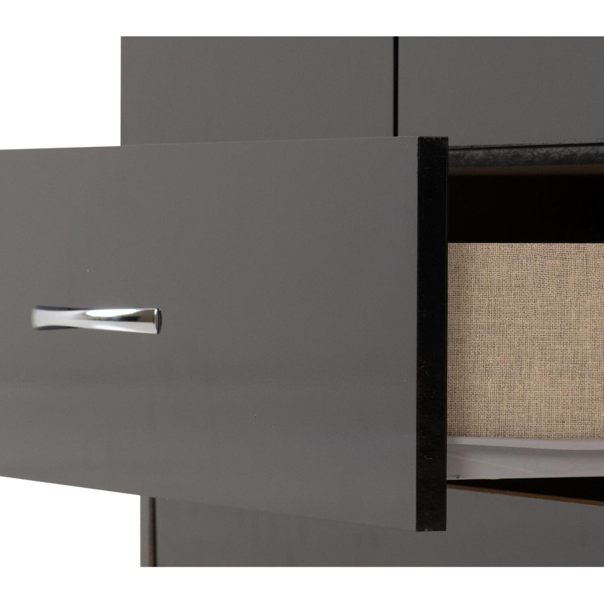 Nevada 2 Door 1 Drawer Wardrobe - Black Gloss – image 5