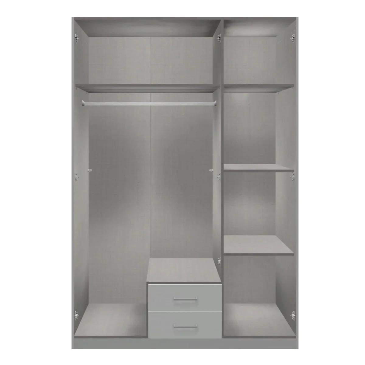 Fulda 3 Door Wardrobe with 2 Drawers and Glass Centre Door - Grey – image 2