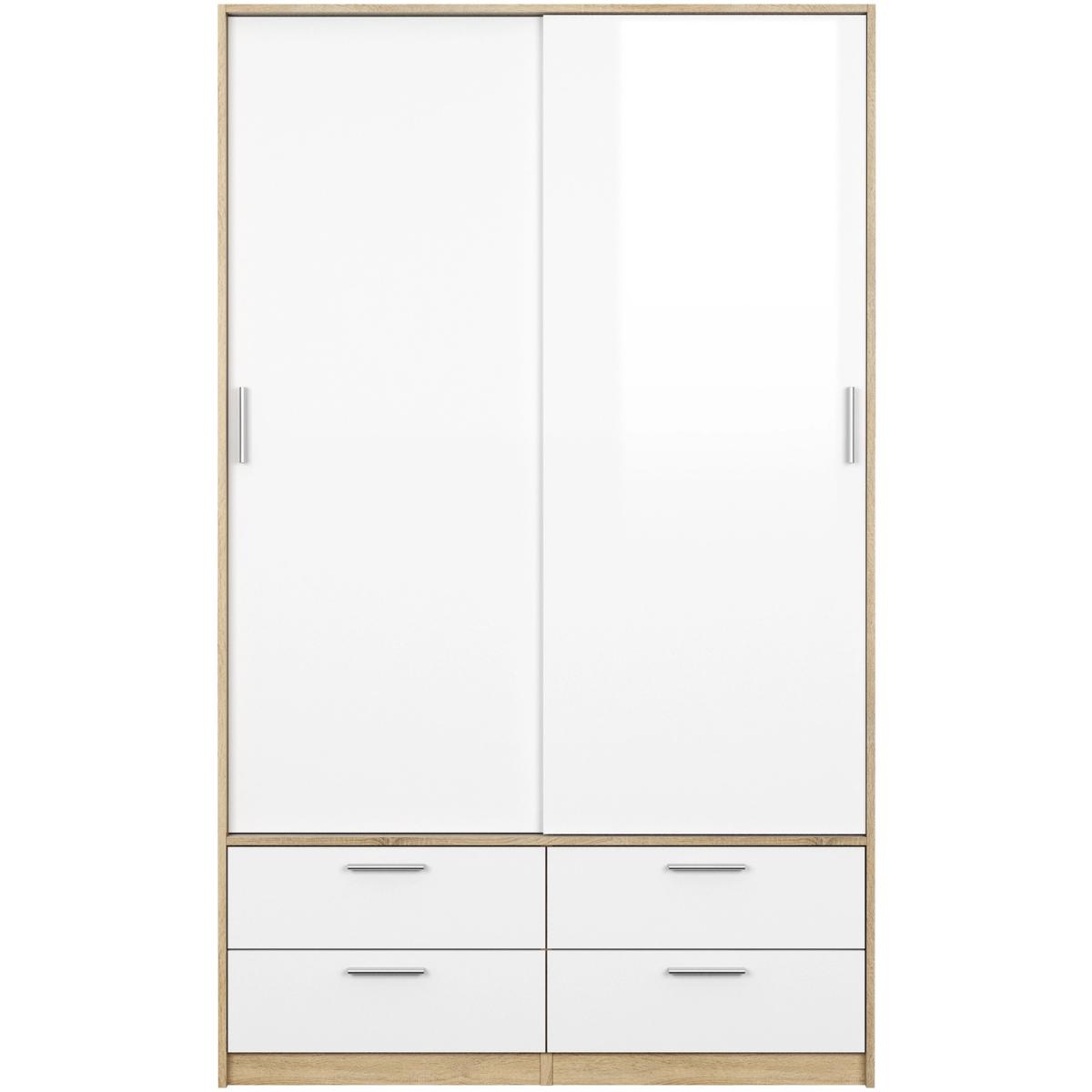 Mia Two Door Four Drawer Wardrobe - Oak, White Gloss – image 2