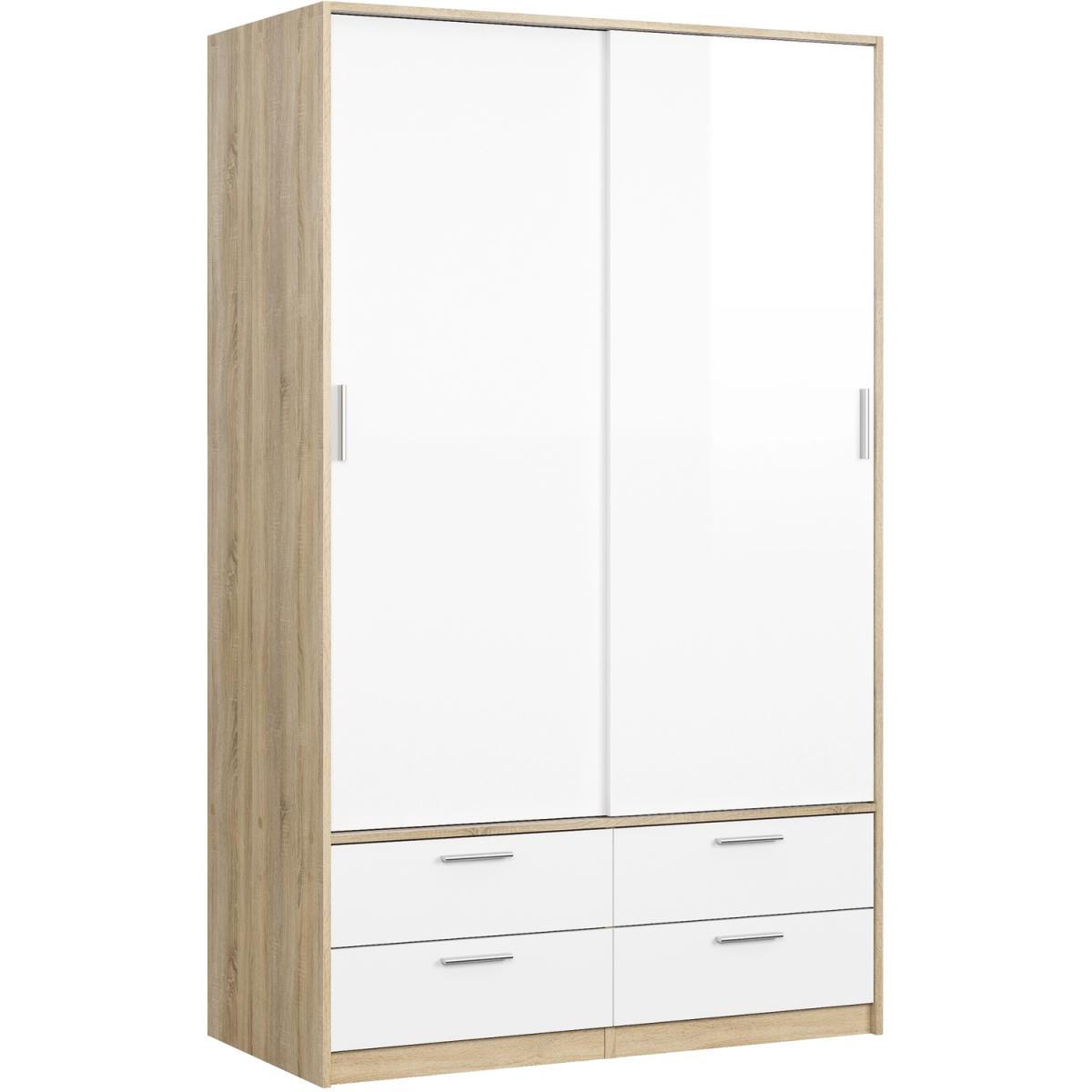 Mia Two Door Four Drawer Wardrobe - Oak, White Gloss – image 11