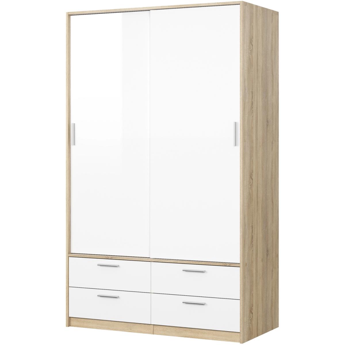 Mia Two Door Four Drawer Wardrobe - Oak, White Gloss – image 3