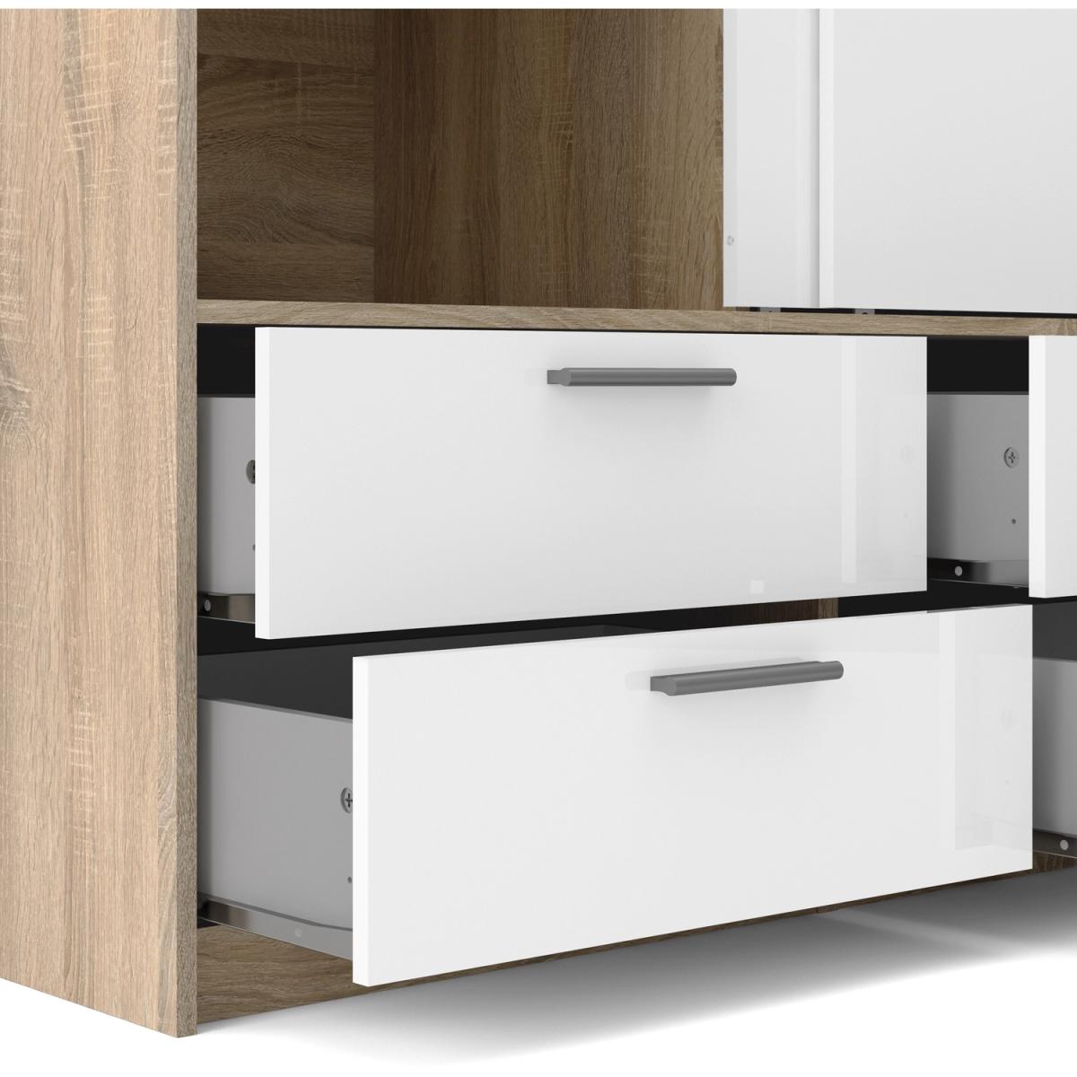 Mia Two Door Four Drawer Wardrobe - Oak, White Gloss – image 10