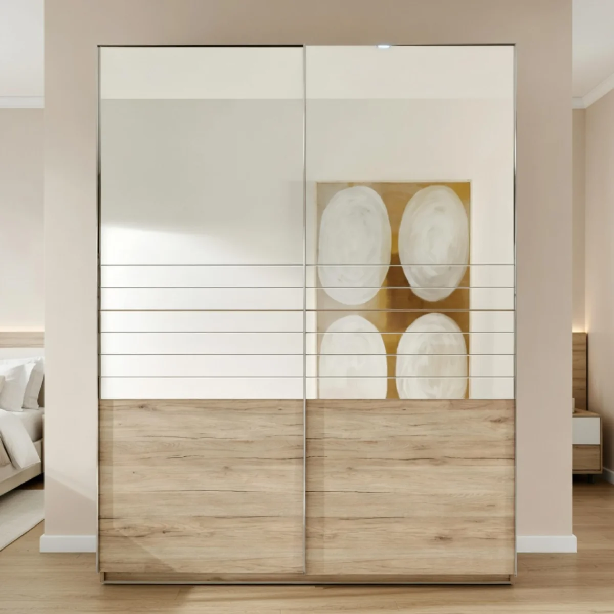 Add On F 250cm 2 Door Mirror Sliding Wardrobe - Oak – image 2