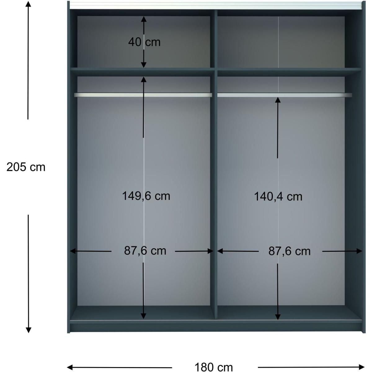 Norvik 180cm Full Mirror Sliding Door Wardrobe - Anthracite – image 2