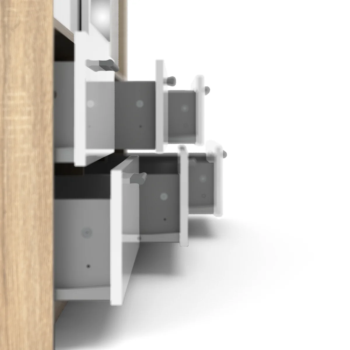 Line Wardrobe 3 Doors 6 Drawers in Oak with White High Gloss - Oak & White – image 11