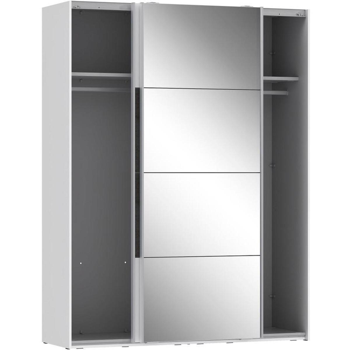 Large 2 Door Mirrored Sliding Wardrobe Matt White Finish - White – image 2
