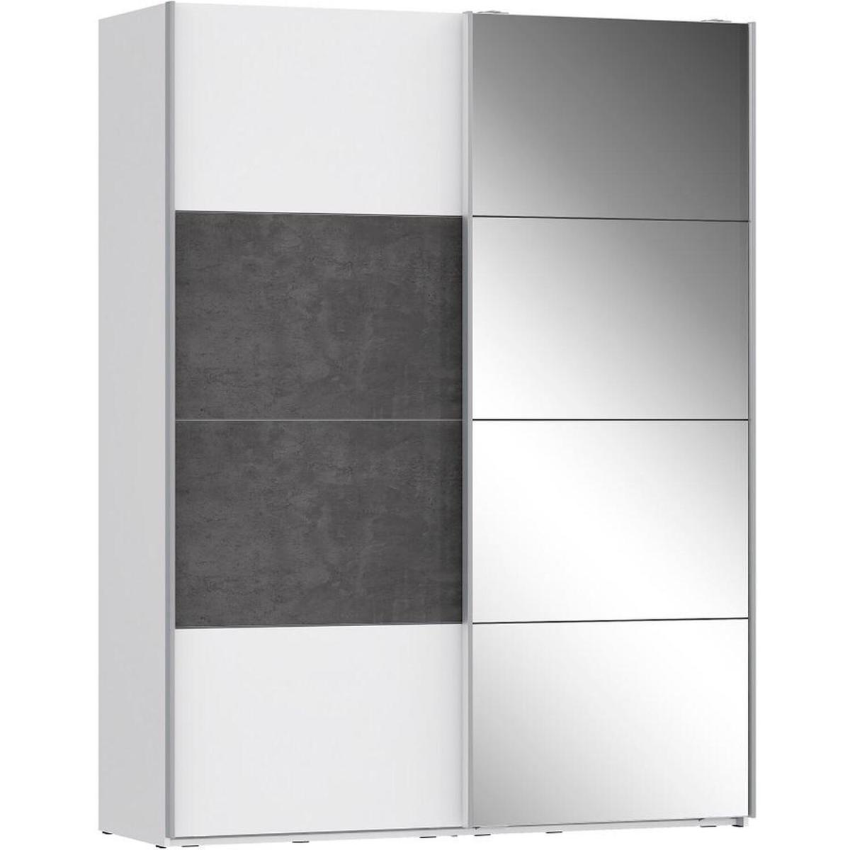 Large 2 Door Mirrored Sliding Wardrobe Matt White Finish - White – image 3