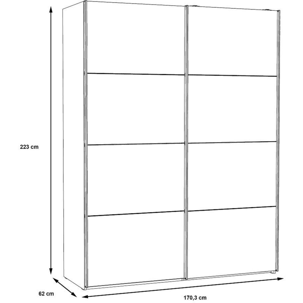 Large 2 Door Mirrored Sliding Wardrobe Matt White Finish - White – image 5