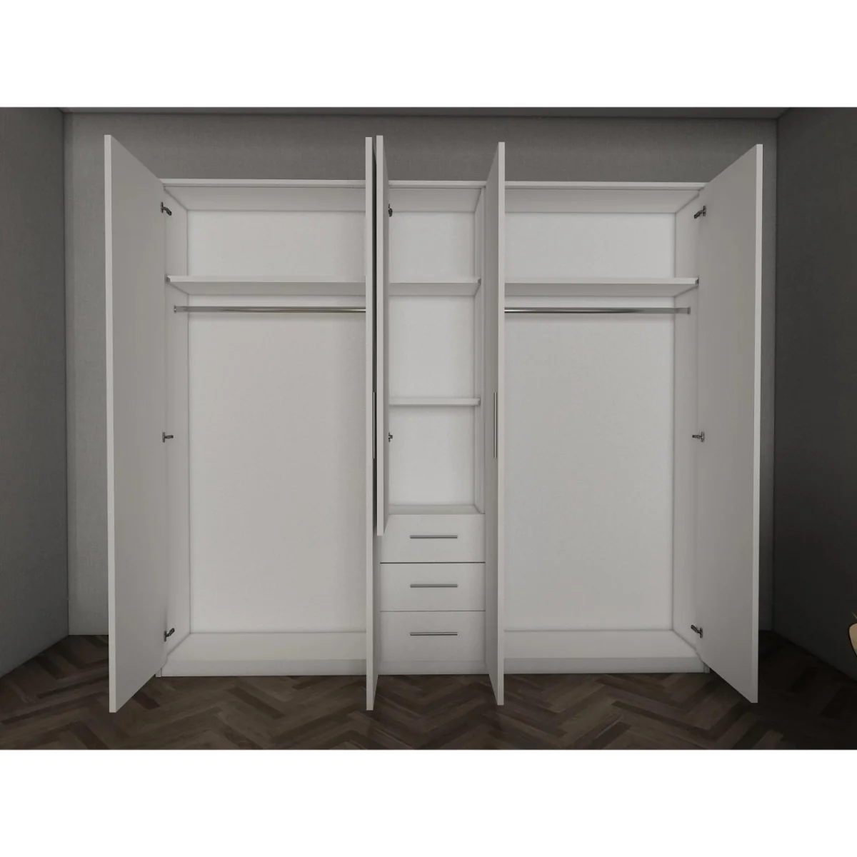 Swindon Dark Blue 5 Door 200cm Wardrobe with Mirror and 3 Drawers - Blue – image 4
