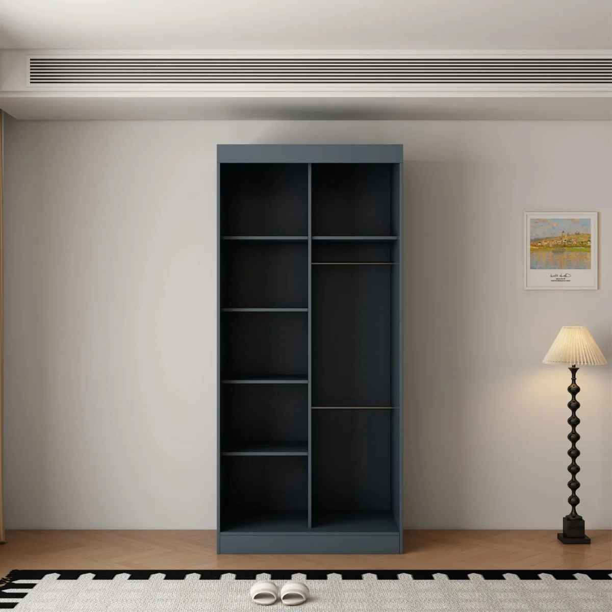 Berlin 100cm Dark Grey Sliding Door Wardrobe with Mirror Panel - Grey – image 4