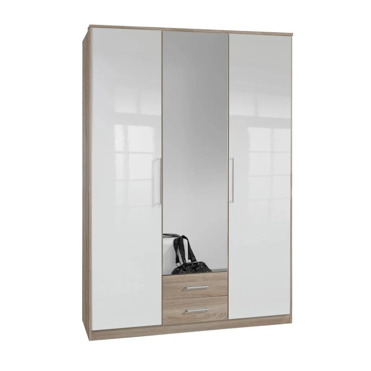 Gamma Oak and White 3 Door 135cm Wardrobe - Oak – image 3