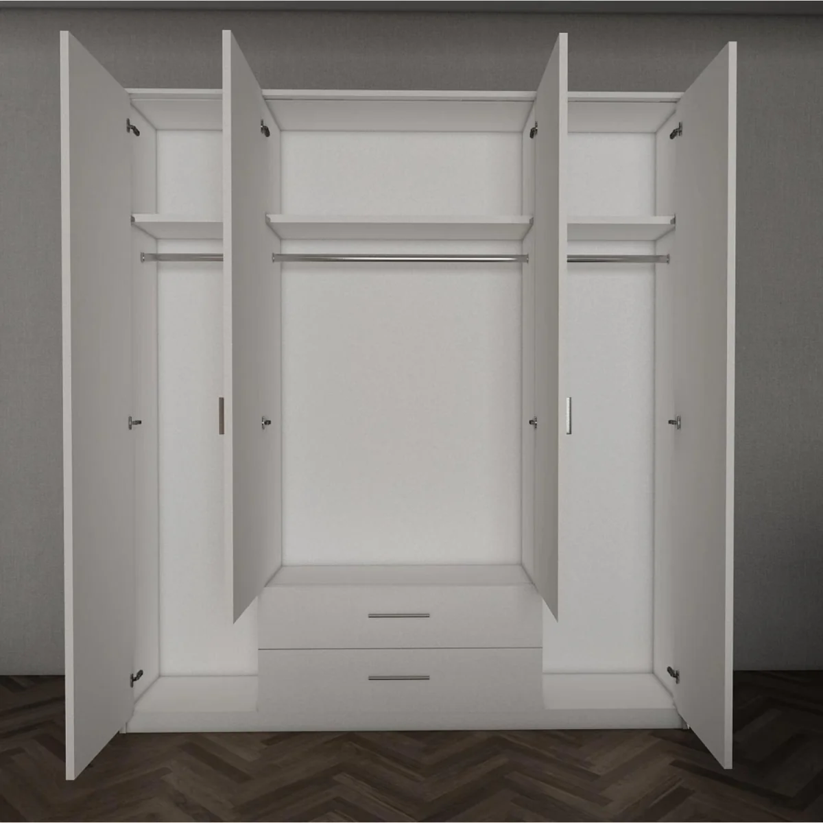 Swindon Medium Grey 4 Door 180cm Wardrobe with Mirror and 2 Drawers - Grey – image 4