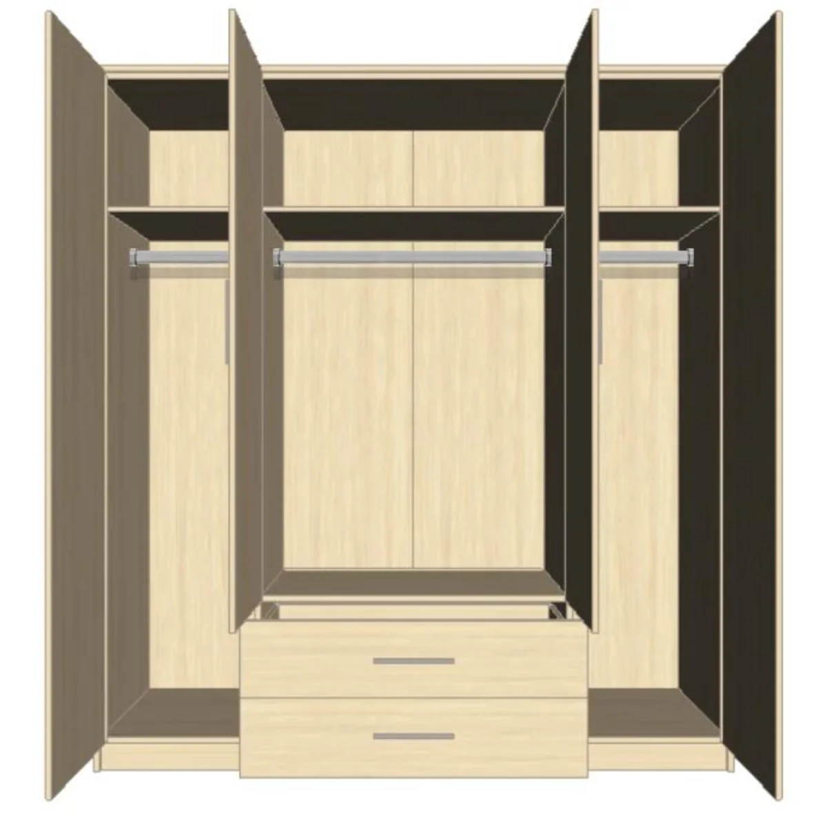 Swindon Medium Grey 4 Door 180cm Wardrobe with Mirror and 2 Drawers - Grey – image 6
