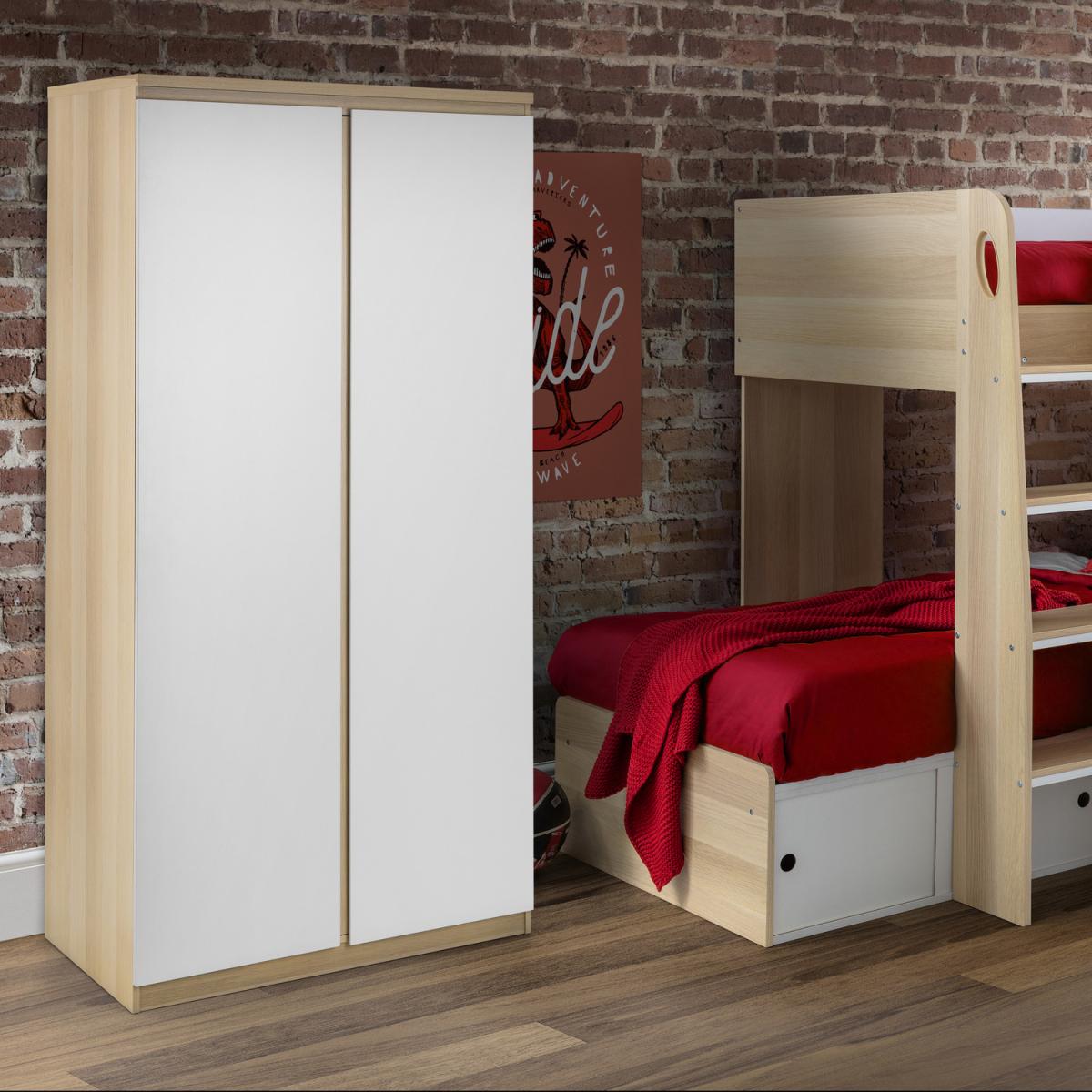 Jupiter 2 Door Wardrobe - Oak and White - Oak/White – image 2