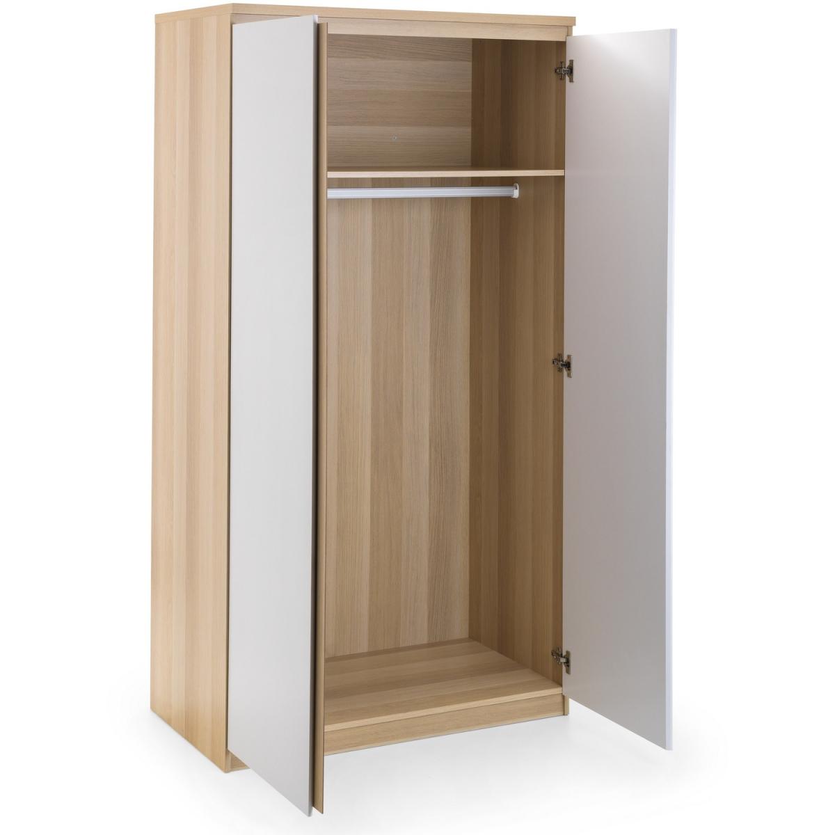 Jupiter 2 Door Wardrobe - Oak and White - Oak/White – image 5