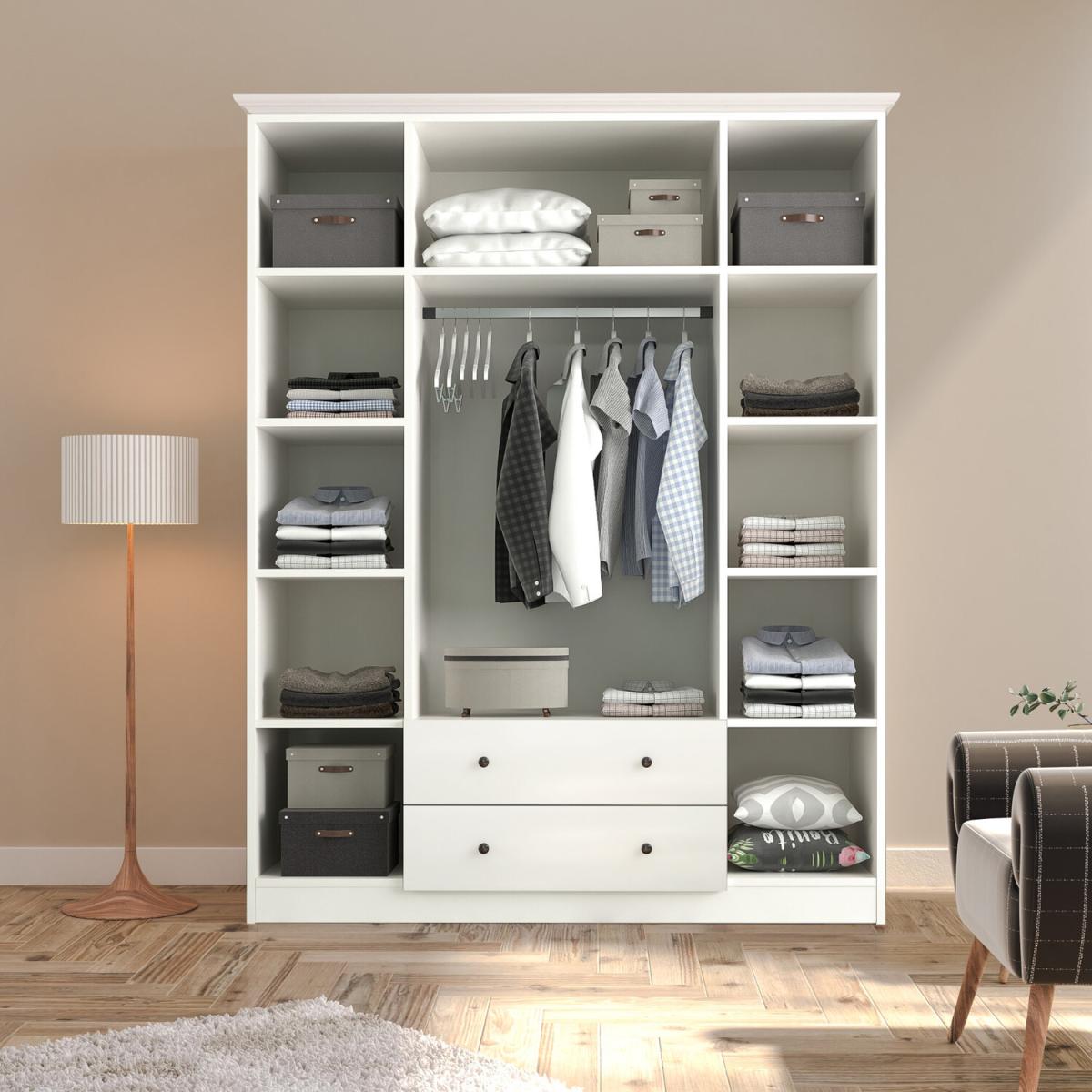 PABLO 4 Door 2 Drawer Mirrored Wardrobe, White - White – image 4