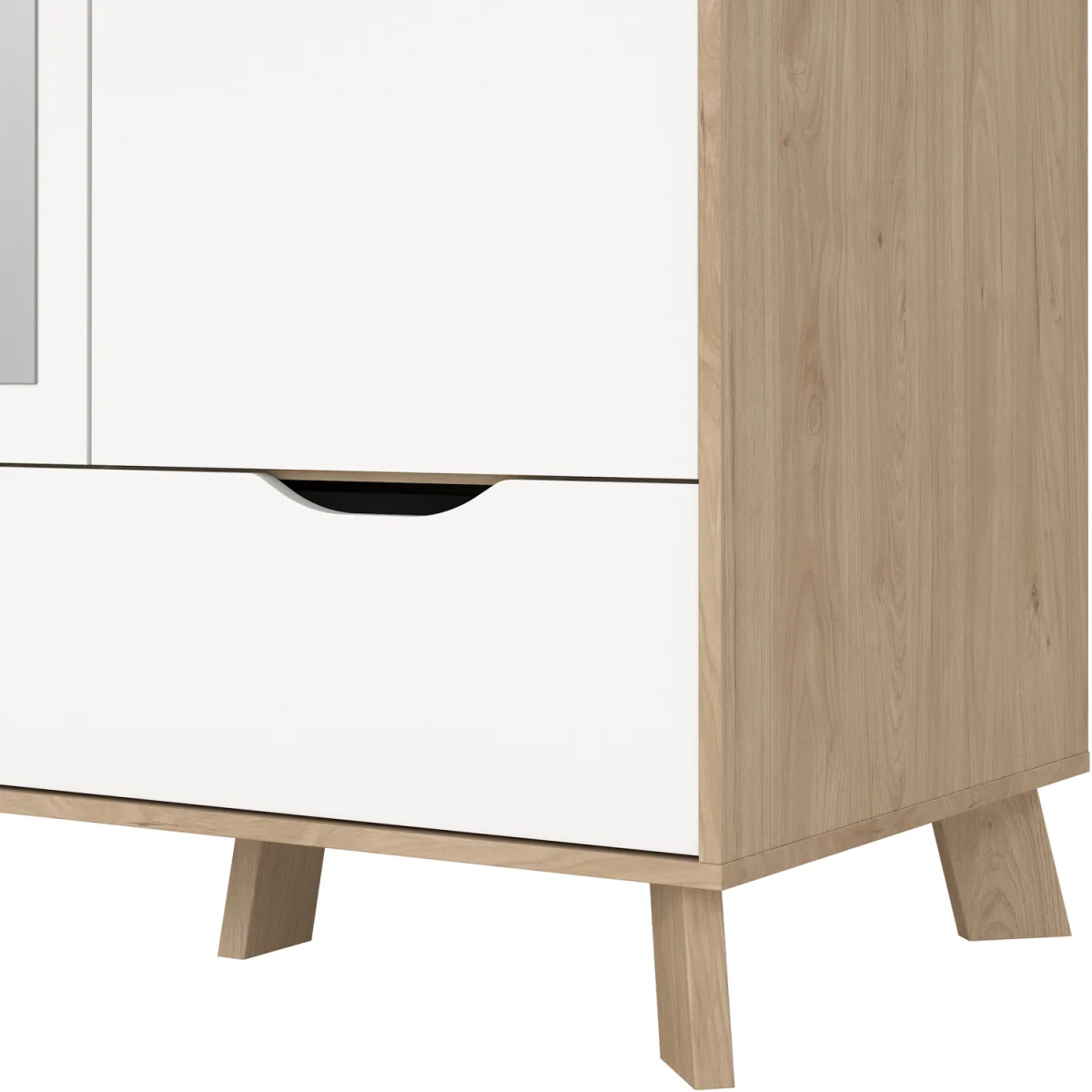 Ikast Wardrobe 3 Doors and 2 Drawers with Mirror in Jackson Hickory and White - Jackson Hickory & White – image 8