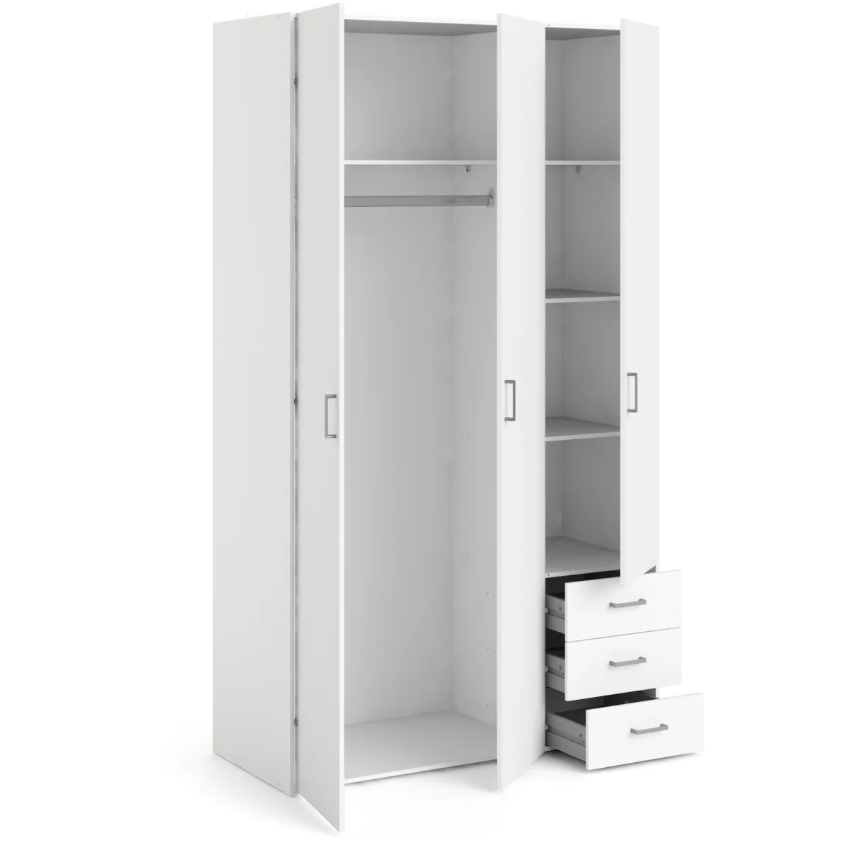 Space Wardrobe 3 Doors 3 Drawers - White – image 5