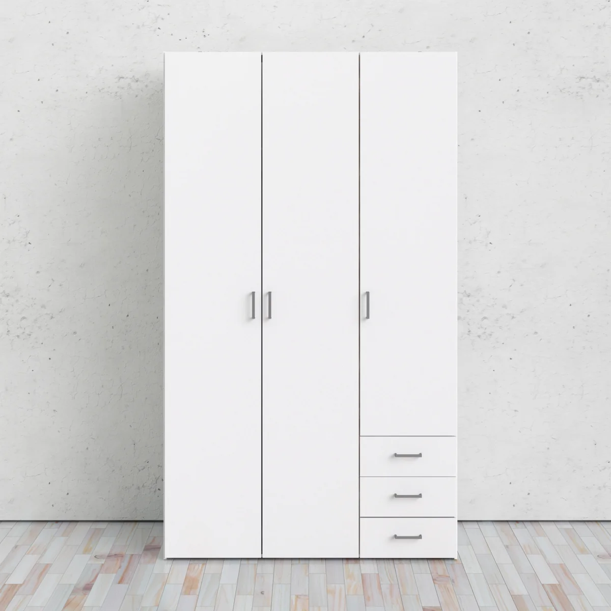 Space Wardrobe 3 Doors 3 Drawers - White – image 7
