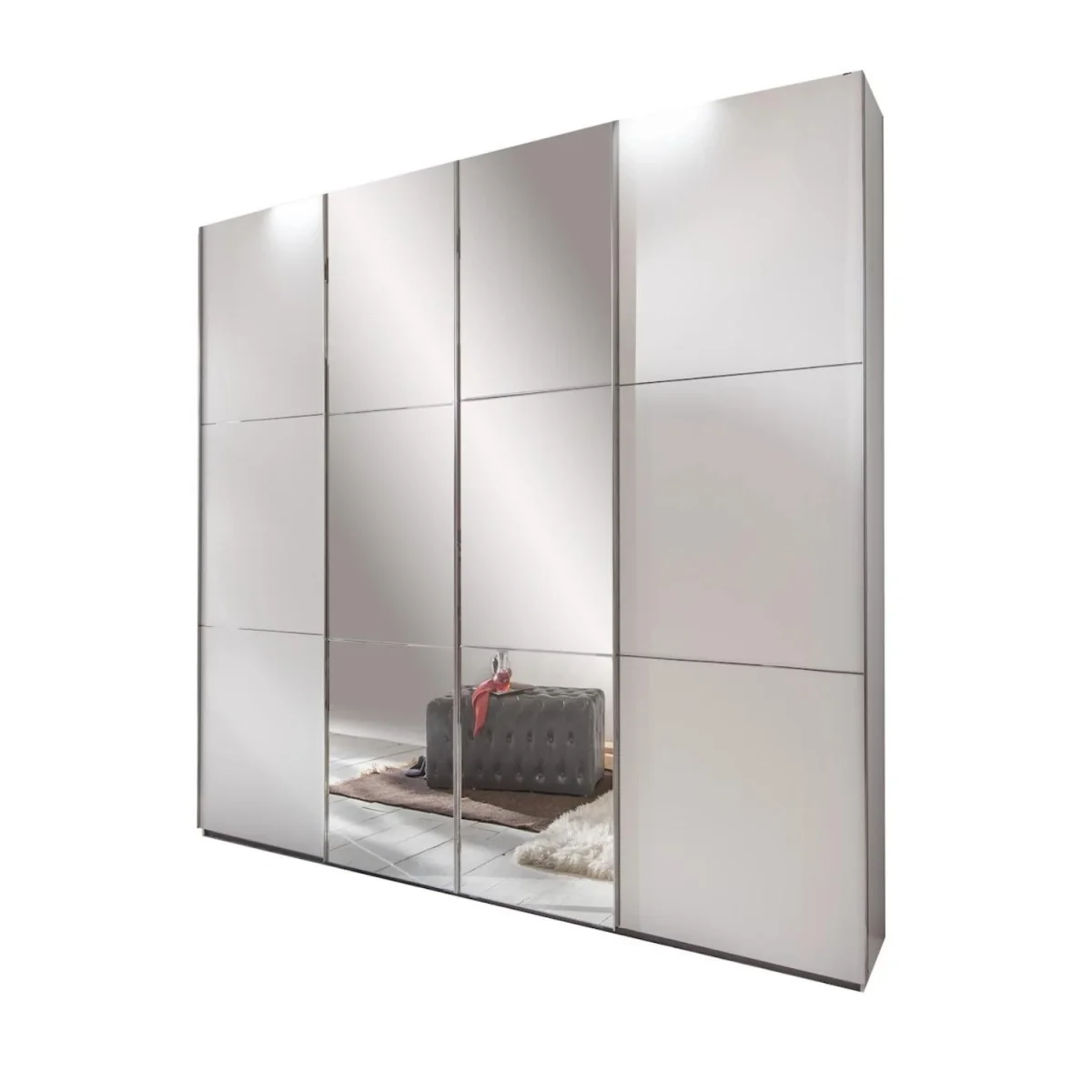 Escape 350cm 4 Door Sliding Wardrobe in White - White – image 2