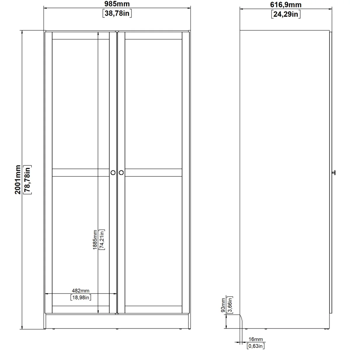 Brande Wardrobe 2 Doors - Natural – image 12