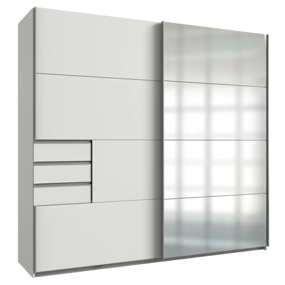 Saigon 225cm Mirrored Sliding Wardrobe in White - White – image 3